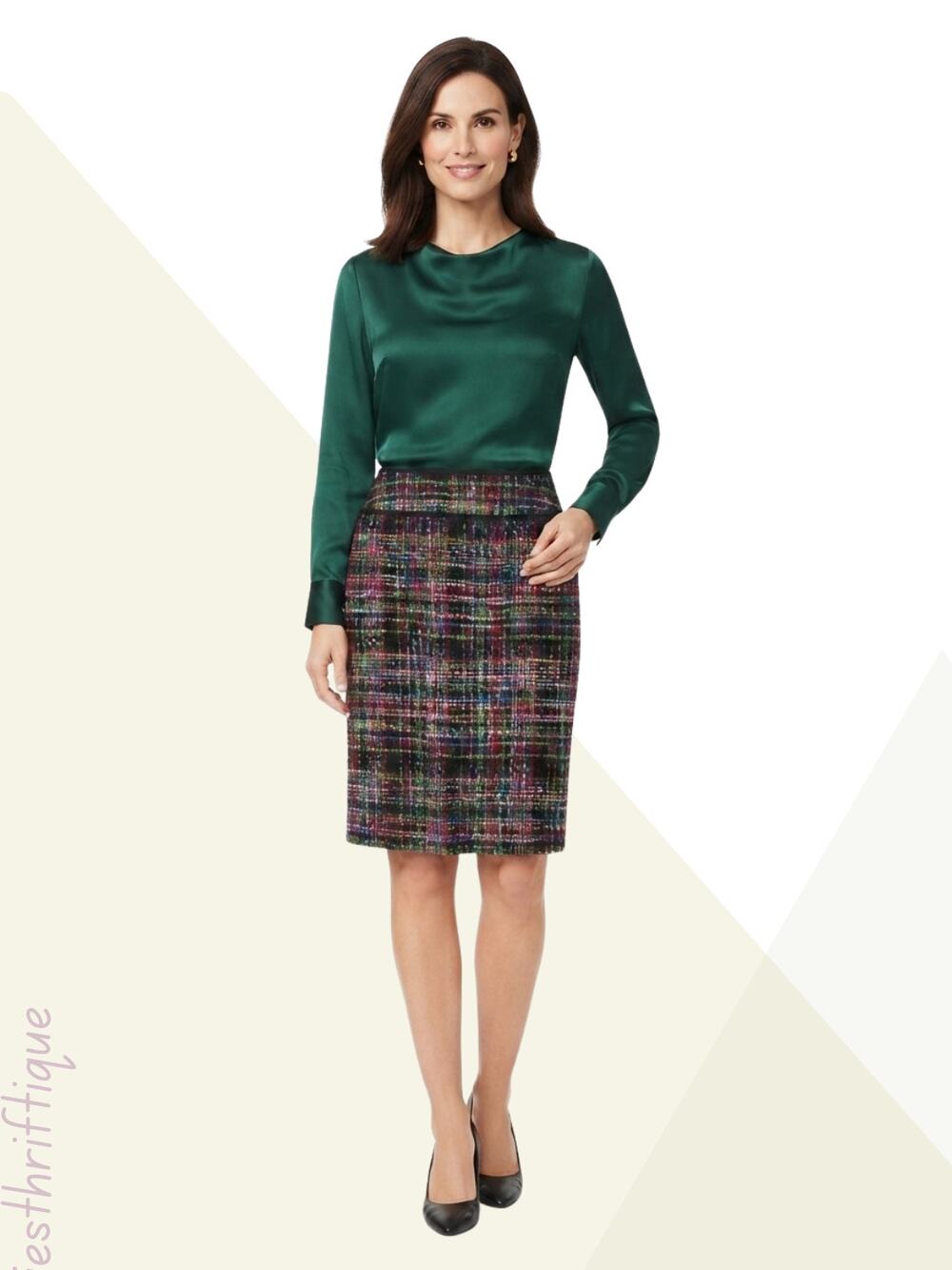 Talbots Petites Multicolor Tweed Pencil Skirt Wool‎ Blend Size 12P